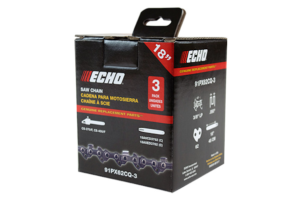 Echo | 3-Pack Chains | Model 18" – 3 Pack Chain - 91PX62CQ-3 for sale at Pillar Equipment, Quad Cities Region, Illinois